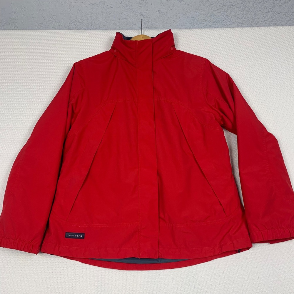 Lands End Red Squall Jacket Removable Fleece Liner Womens Medium M 10-12 Coat